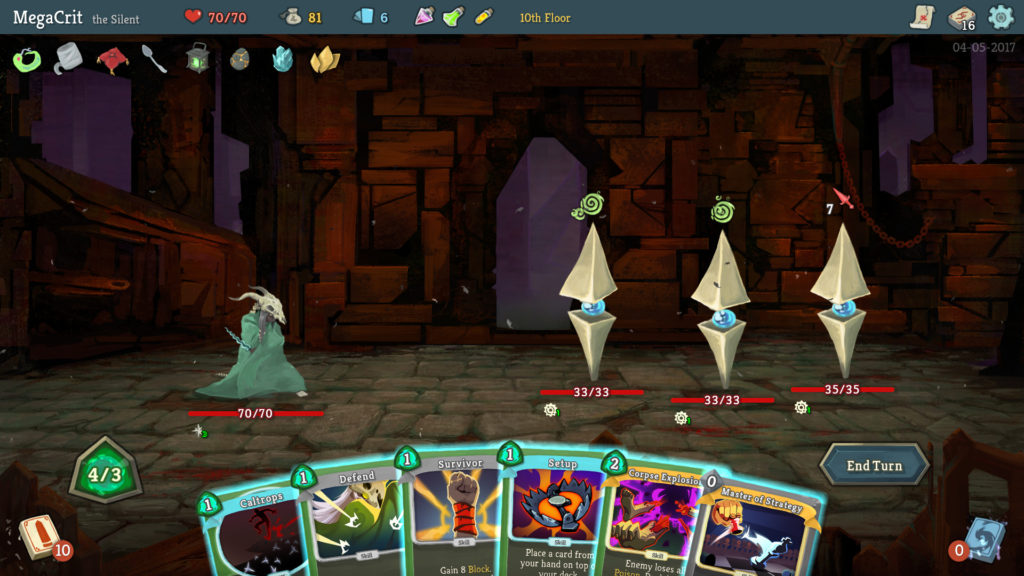 Fighting monsters in the video game Slay the Spire